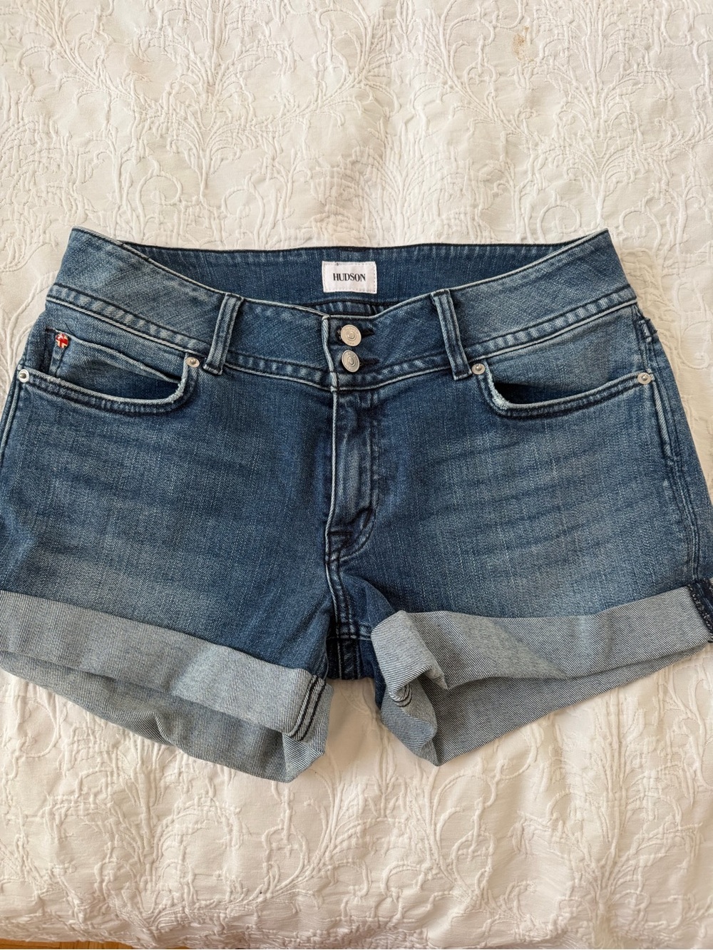 Hudson Jeans Blue Rolled Cuff Denim Shorts